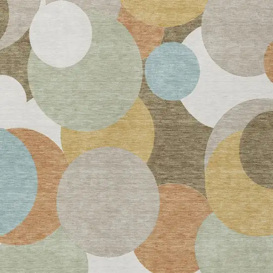Beige And Brown Geometric Washable Indoor Outdoor Area Rug Photo 1