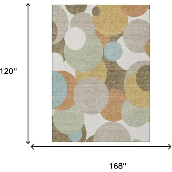 Beige And Brown Geometric Washable Indoor Outdoor Area Rug Photo 6