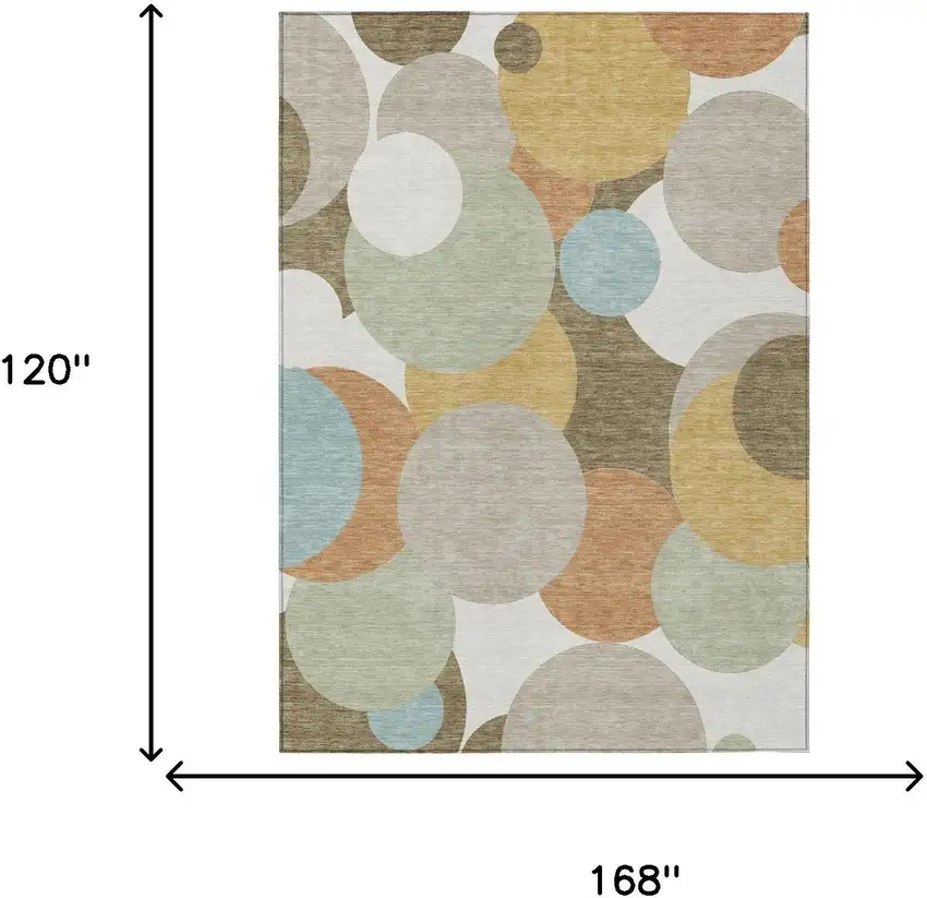 Beige And Brown Geometric Washable Indoor Outdoor Area Rug Photo 6
