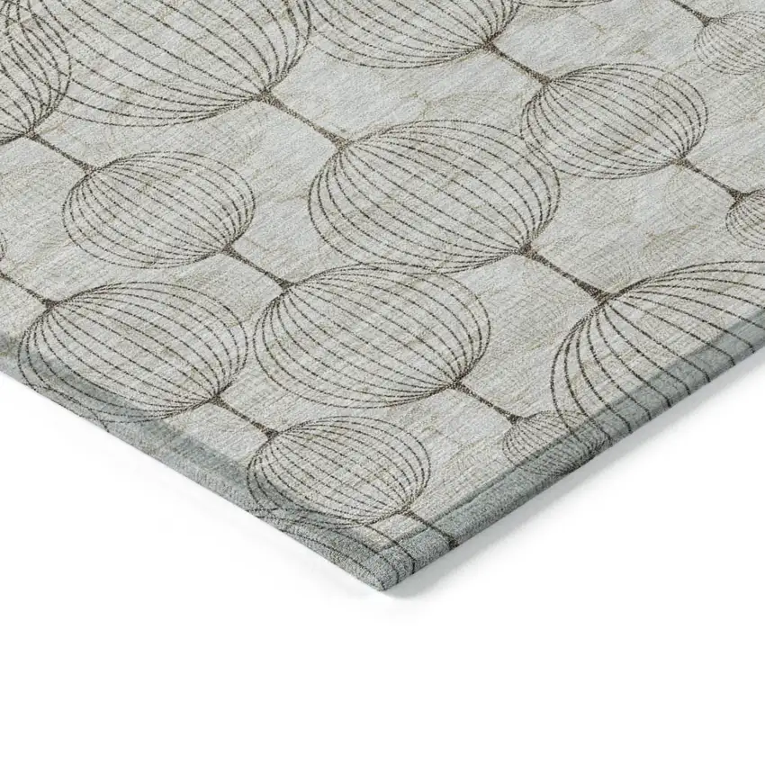 Beige And Brown Geometric Washable Indoor Outdoor Area Rug Photo 4