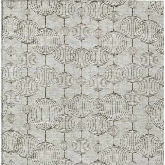 Beige And Brown Geometric Washable Indoor Outdoor Area Rug Photo 5