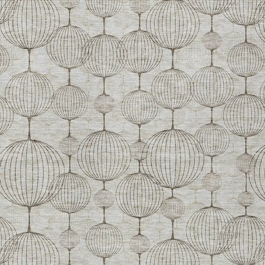 Beige And Brown Geometric Washable Indoor Outdoor Area Rug Photo 4