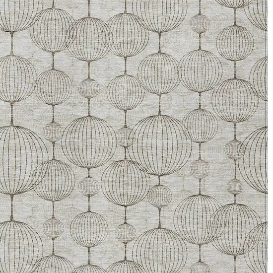 Beige And Brown Geometric Washable Indoor Outdoor Area Rug Photo 4