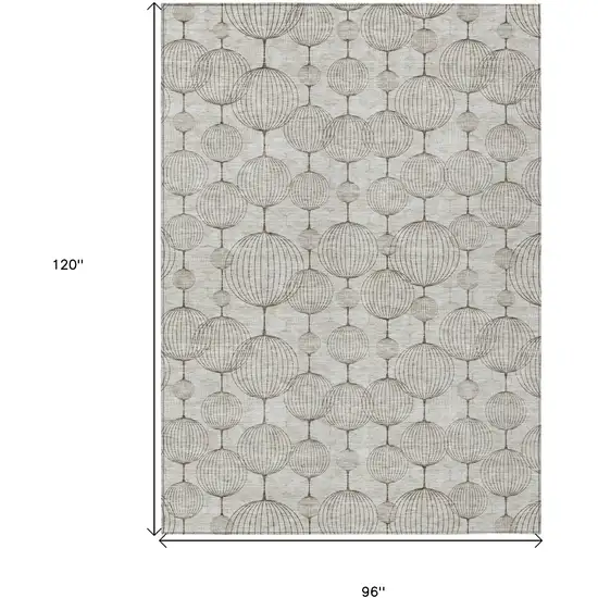 Beige And Brown Geometric Washable Indoor Outdoor Area Rug Photo 7