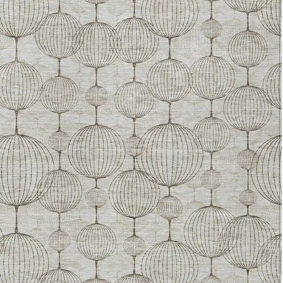 Beige And Brown Geometric Washable Indoor Outdoor Area Rug Photo 4