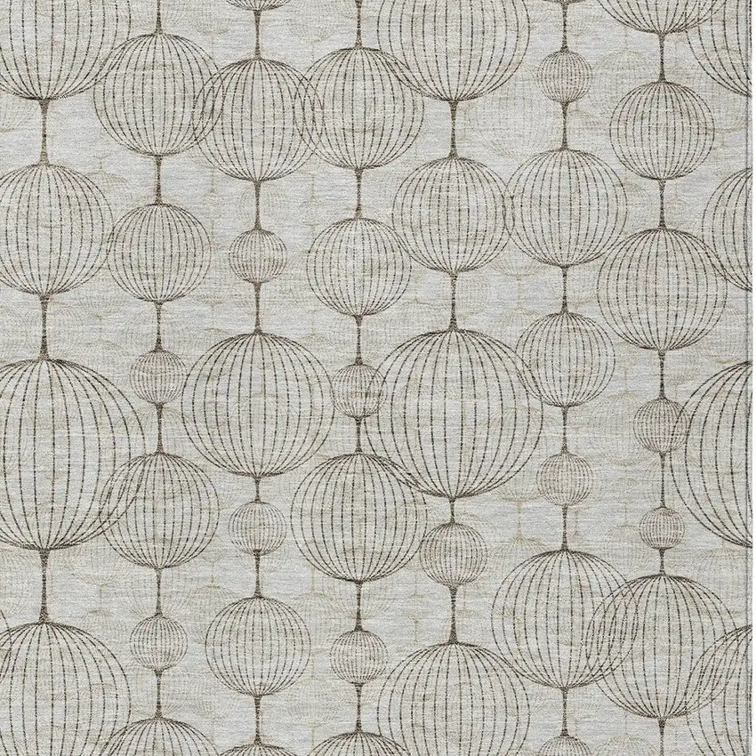 Beige And Brown Geometric Washable Indoor Outdoor Area Rug Photo 4
