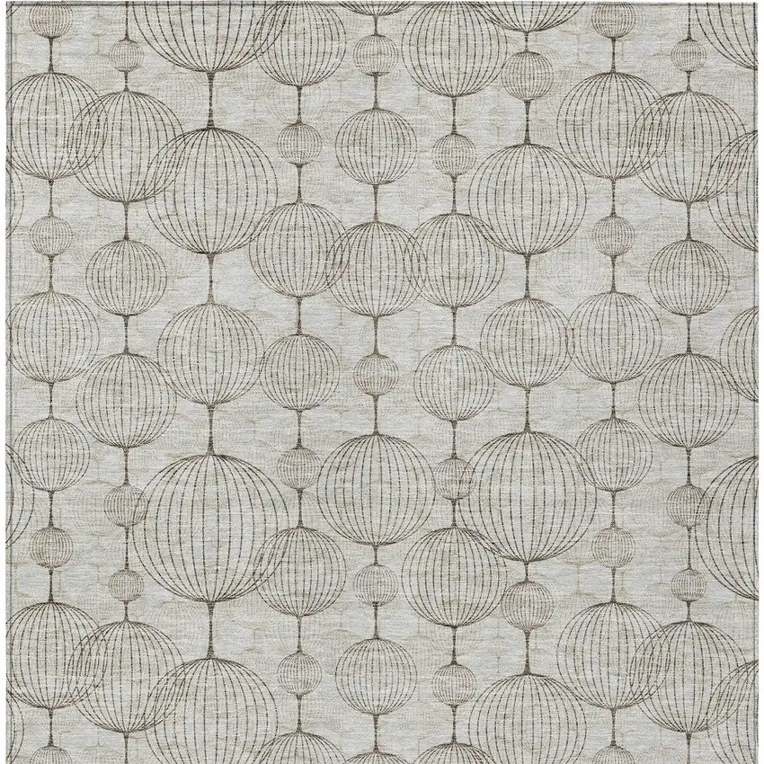 Beige And Brown Geometric Washable Indoor Outdoor Area Rug Photo 5