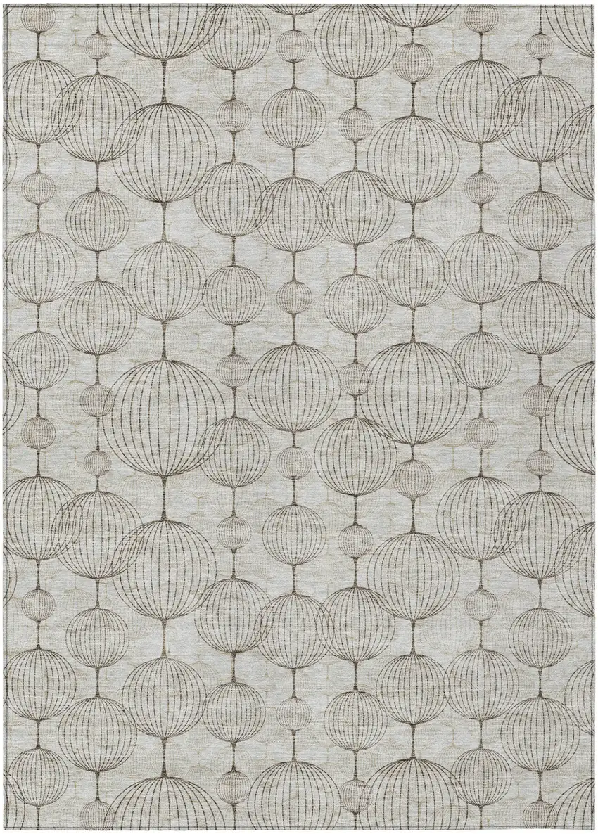 Beige And Brown Geometric Washable Indoor Outdoor Area Rug Photo 2