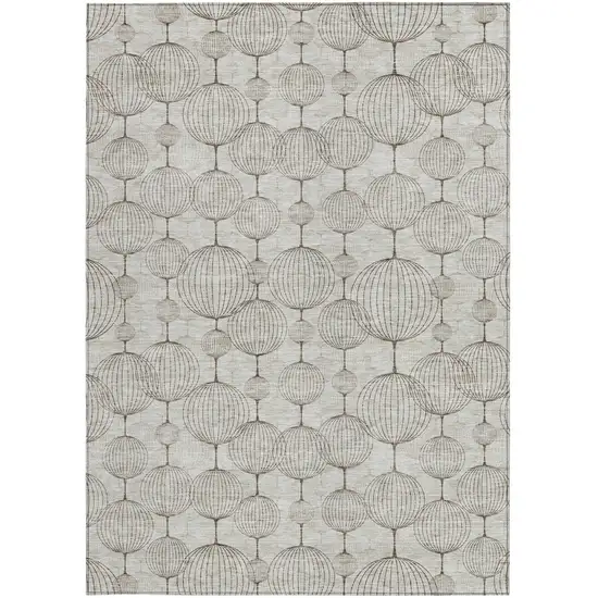 Beige And Brown Geometric Washable Indoor Outdoor Area Rug Photo 6
