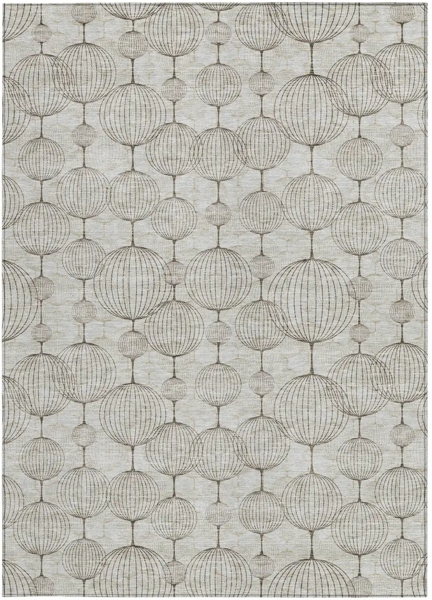 Beige And Brown Geometric Washable Indoor Outdoor Area Rug Photo 6