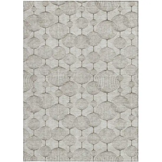 Beige And Brown Geometric Washable Indoor Outdoor Area Rug Photo 6