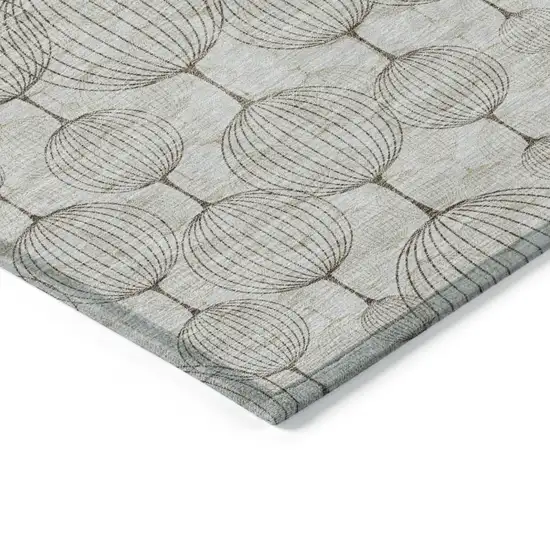Beige And Brown Geometric Washable Indoor Outdoor Area Rug Photo 4