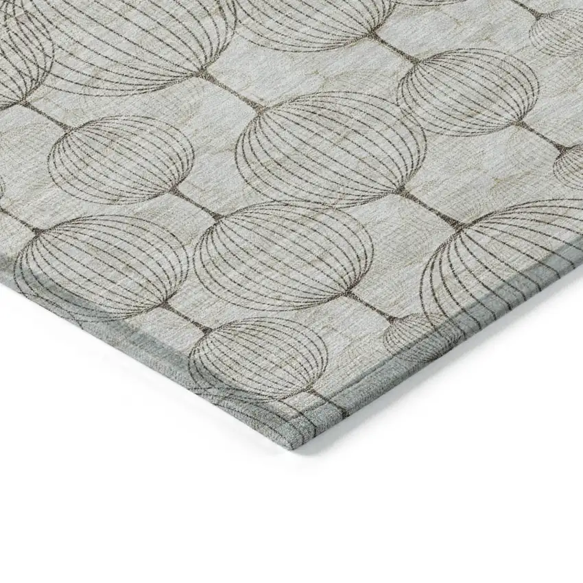 Beige And Brown Geometric Washable Indoor Outdoor Area Rug Photo 4
