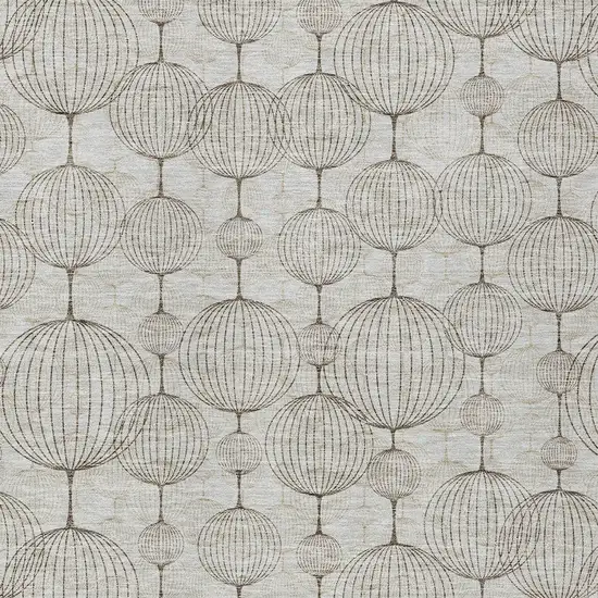 Beige And Brown Geometric Washable Indoor Outdoor Area Rug Photo 5