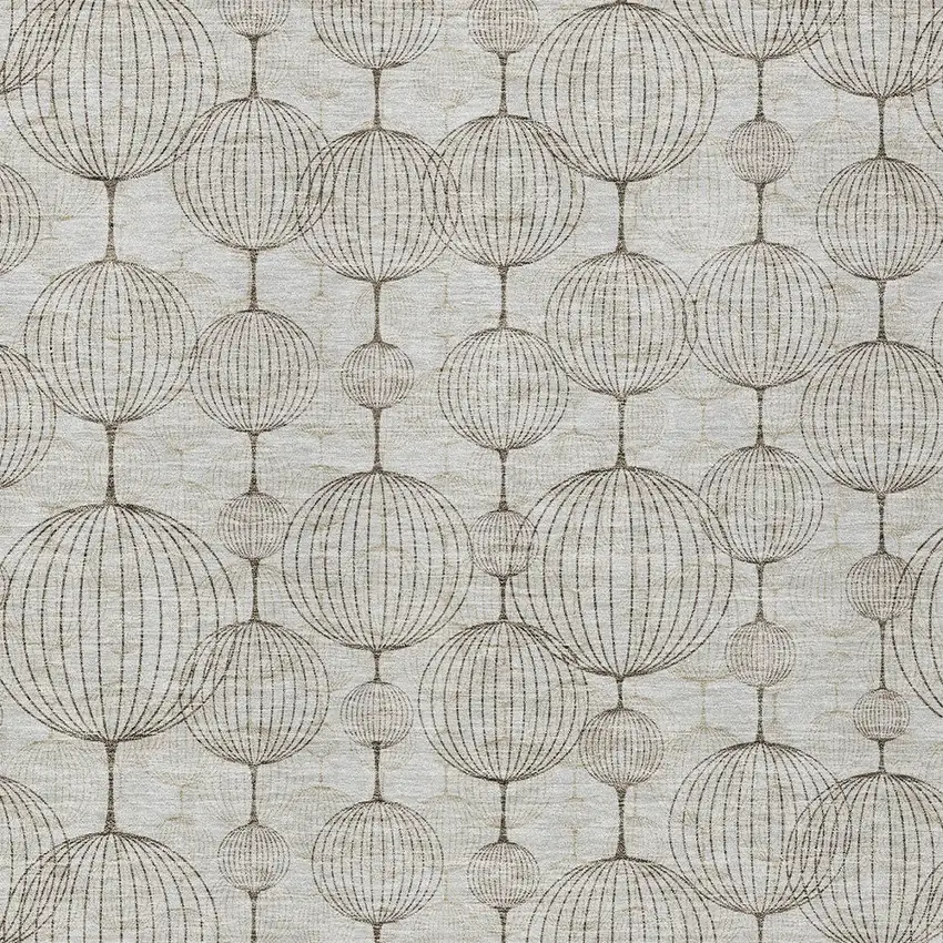 Beige And Brown Geometric Washable Indoor Outdoor Area Rug Photo 5