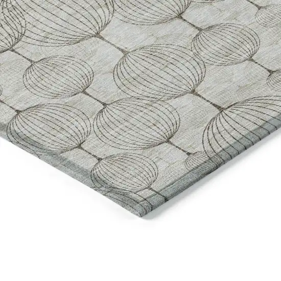 Beige And Brown Geometric Washable Indoor Outdoor Area Rug Photo 3