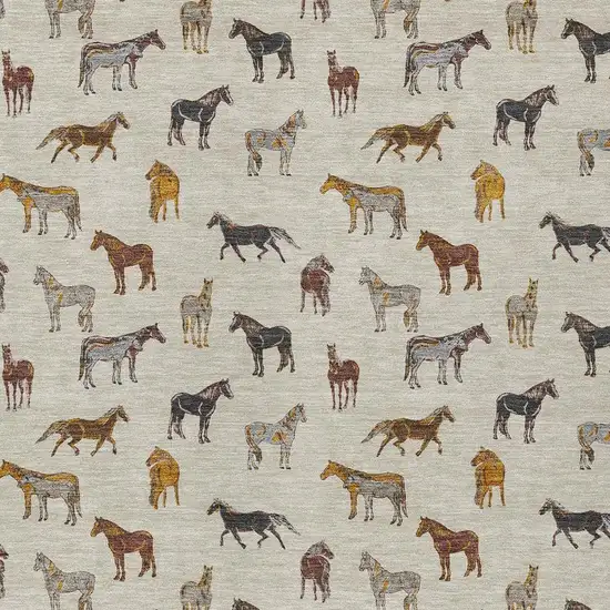 Beige And Brown Horse Washable Indoor Outdoor Area Rug Photo 3