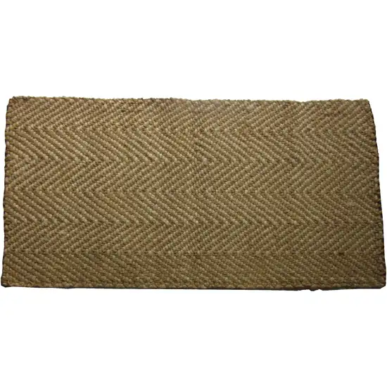 Beige And Brown Jute Chevron Hand Woven Area Rug Photo 2