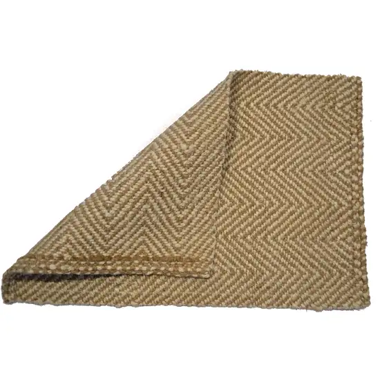 Beige And Brown Jute Chevron Hand Woven Area Rug Photo 5