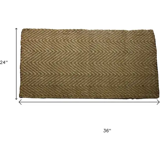 Beige And Brown Jute Chevron Hand Woven Area Rug Photo 6