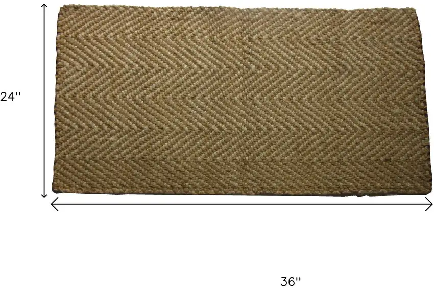 Beige And Brown Jute Chevron Hand Woven Area Rug Photo 6