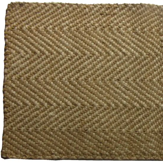 Beige And Brown Jute Chevron Hand Woven Area Rug Photo 4