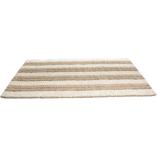 Beige And Brown Jute Striped Hand Woven Area Rug Photo 3