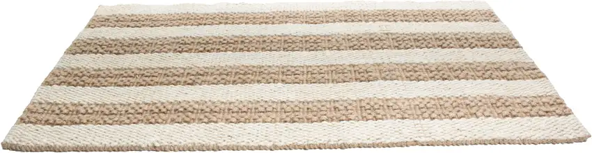 Beige And Brown Jute Striped Hand Woven Area Rug Photo 3