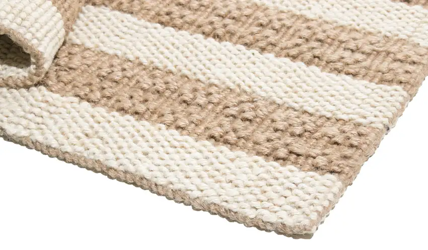 Beige And Brown Jute Striped Hand Woven Area Rug Photo 4