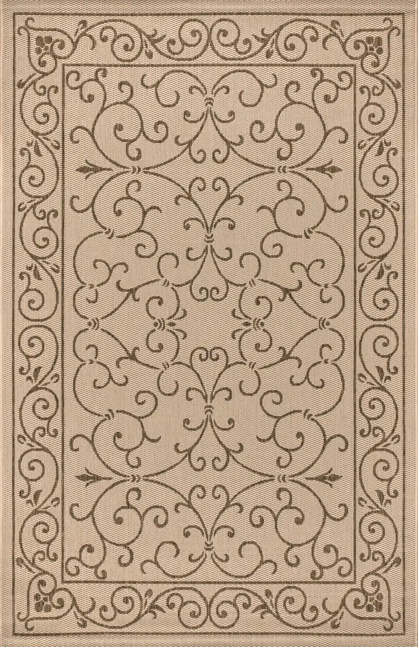 Beige And Brown Medallion Indoor Outdoor Area Rug Photo 3