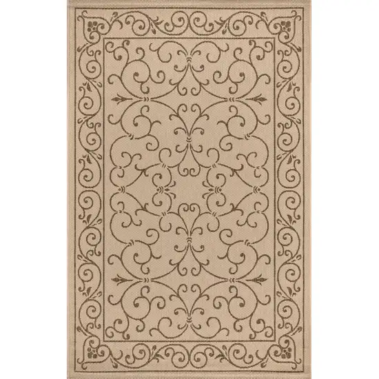 Beige And Brown Medallion Indoor Outdoor Area Rug Photo 1