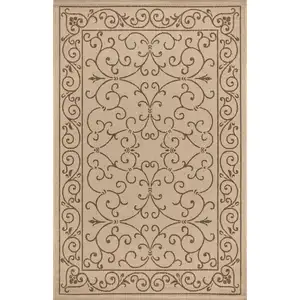 Photo of Beige And Brown Medallion Indoor Outdoor Area Rug
