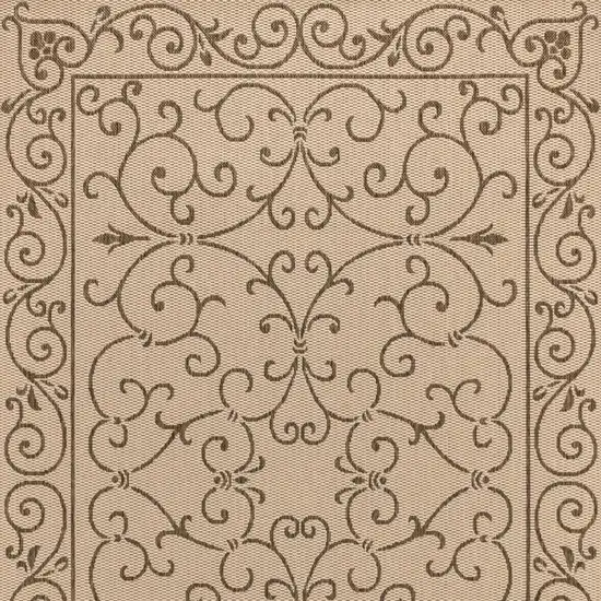 Beige And Brown Medallion Indoor Outdoor Area Rug Photo 2