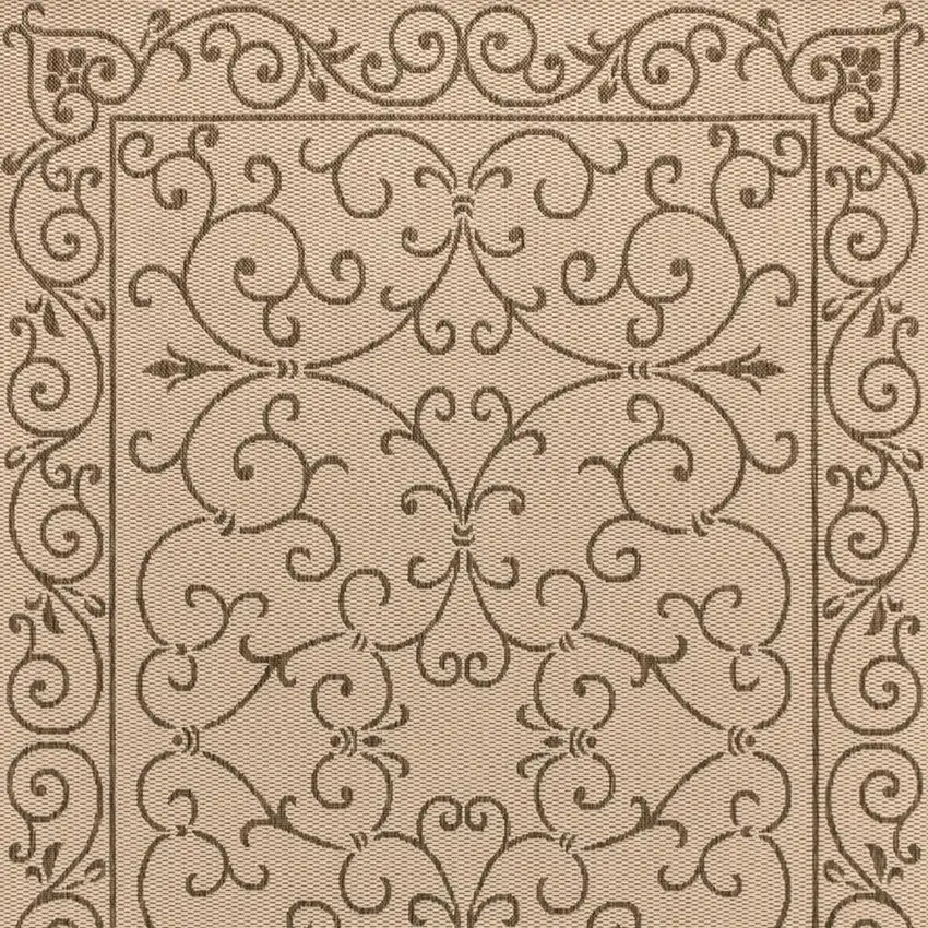 Beige And Brown Medallion Indoor Outdoor Area Rug Photo 2