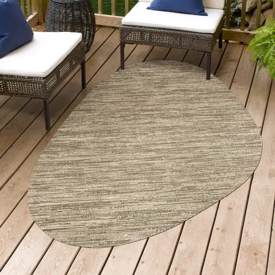 Beige And Brown Medallion Indoor Outdoor Area Rug Photo 9