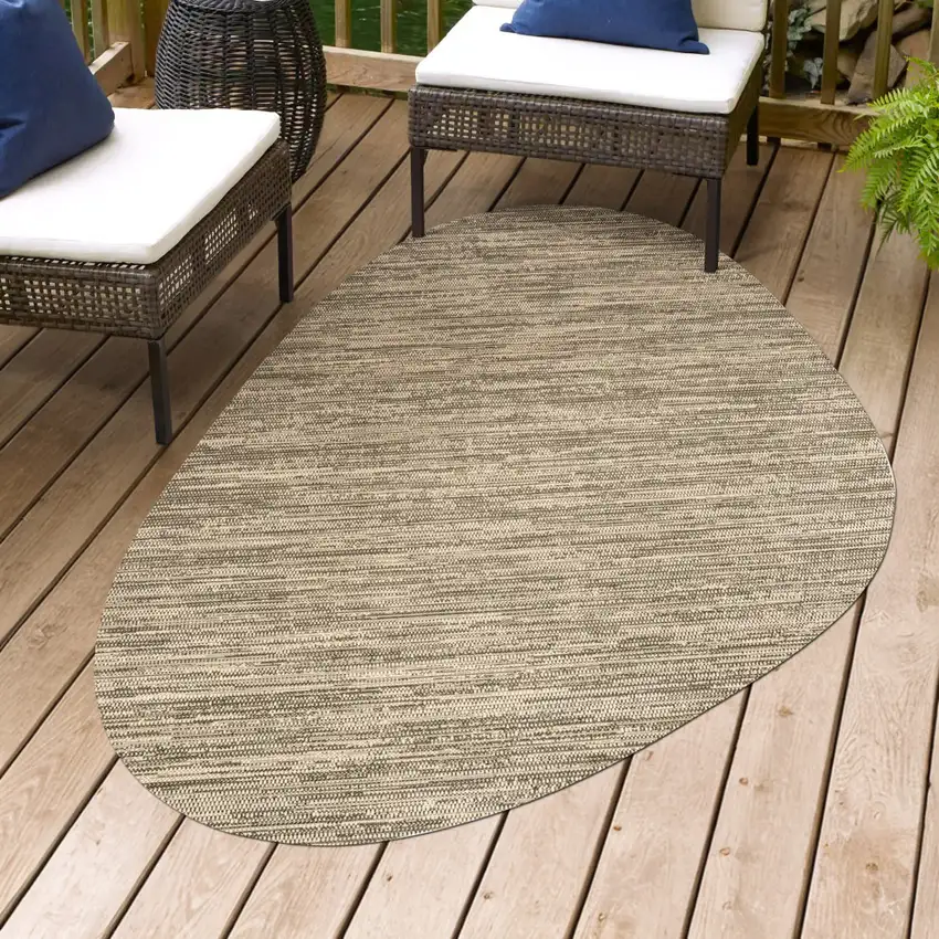 Beige And Brown Medallion Indoor Outdoor Area Rug Photo 9