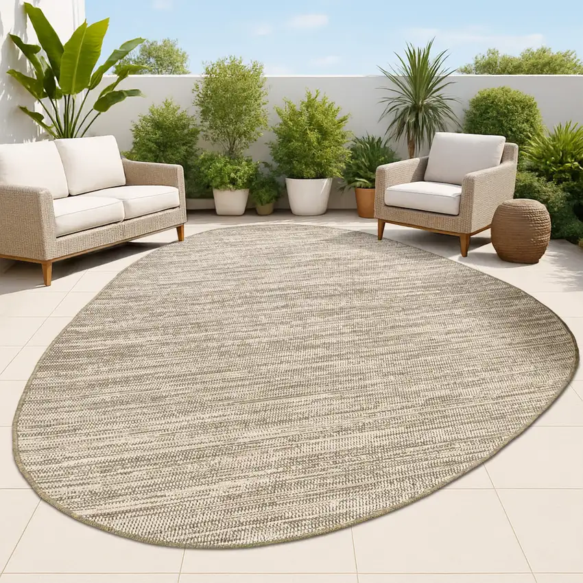 Beige And Brown Medallion Indoor Outdoor Area Rug Photo 4