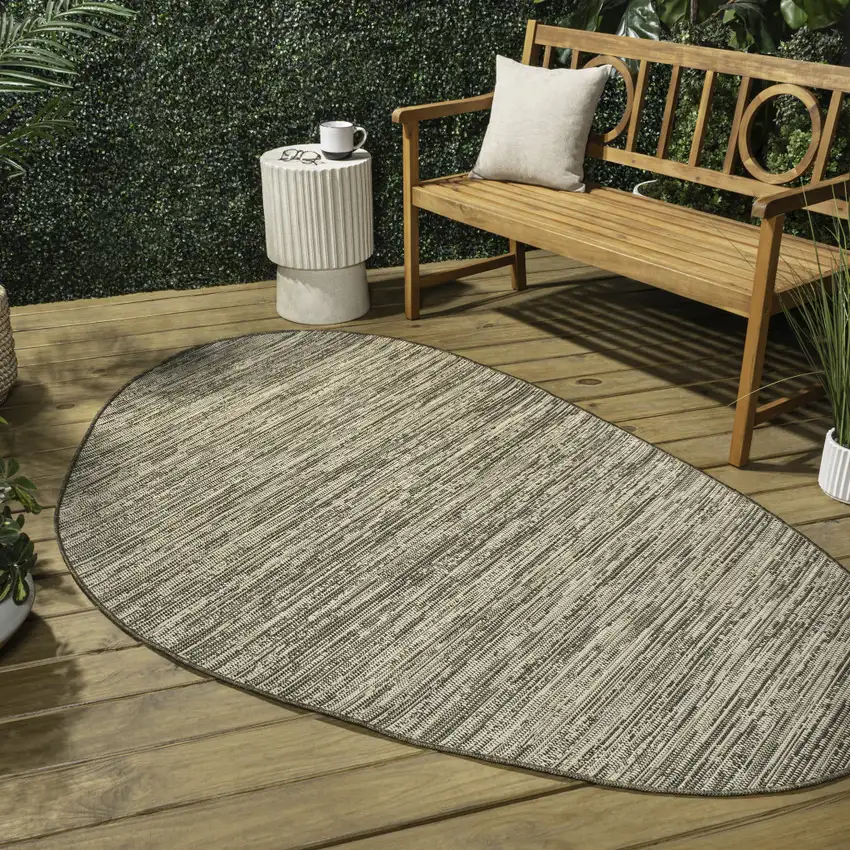 Beige And Brown Medallion Indoor Outdoor Area Rug Photo 8