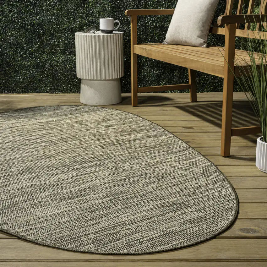 Beige And Brown Medallion Indoor Outdoor Area Rug Photo 7