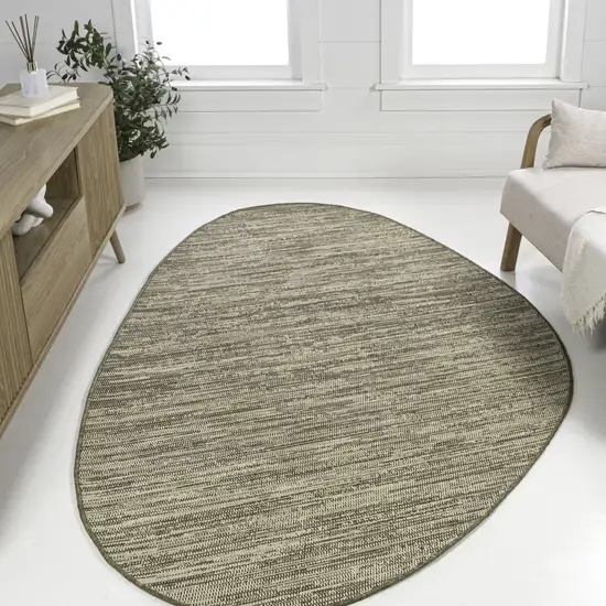 Beige And Brown Medallion Indoor Outdoor Area Rug Photo 5