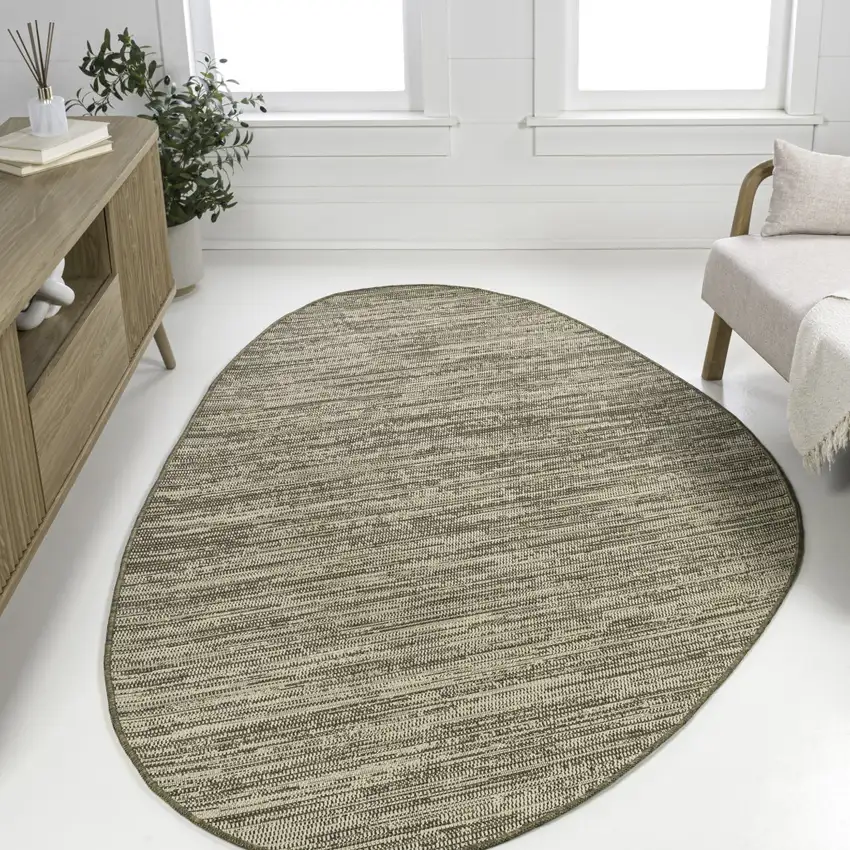 Beige And Brown Medallion Indoor Outdoor Area Rug Photo 5