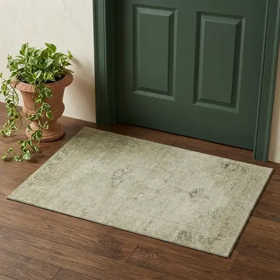 Beige And Brown Oriental Washable Area Rug With UV Protection Photo 1