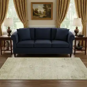 Photo of Beige And Brown Oriental Washable Area Rug With UV Protection