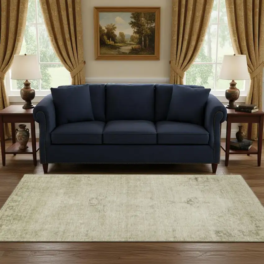 Beige And Brown Oriental Washable Area Rug With UV Protection Photo 1