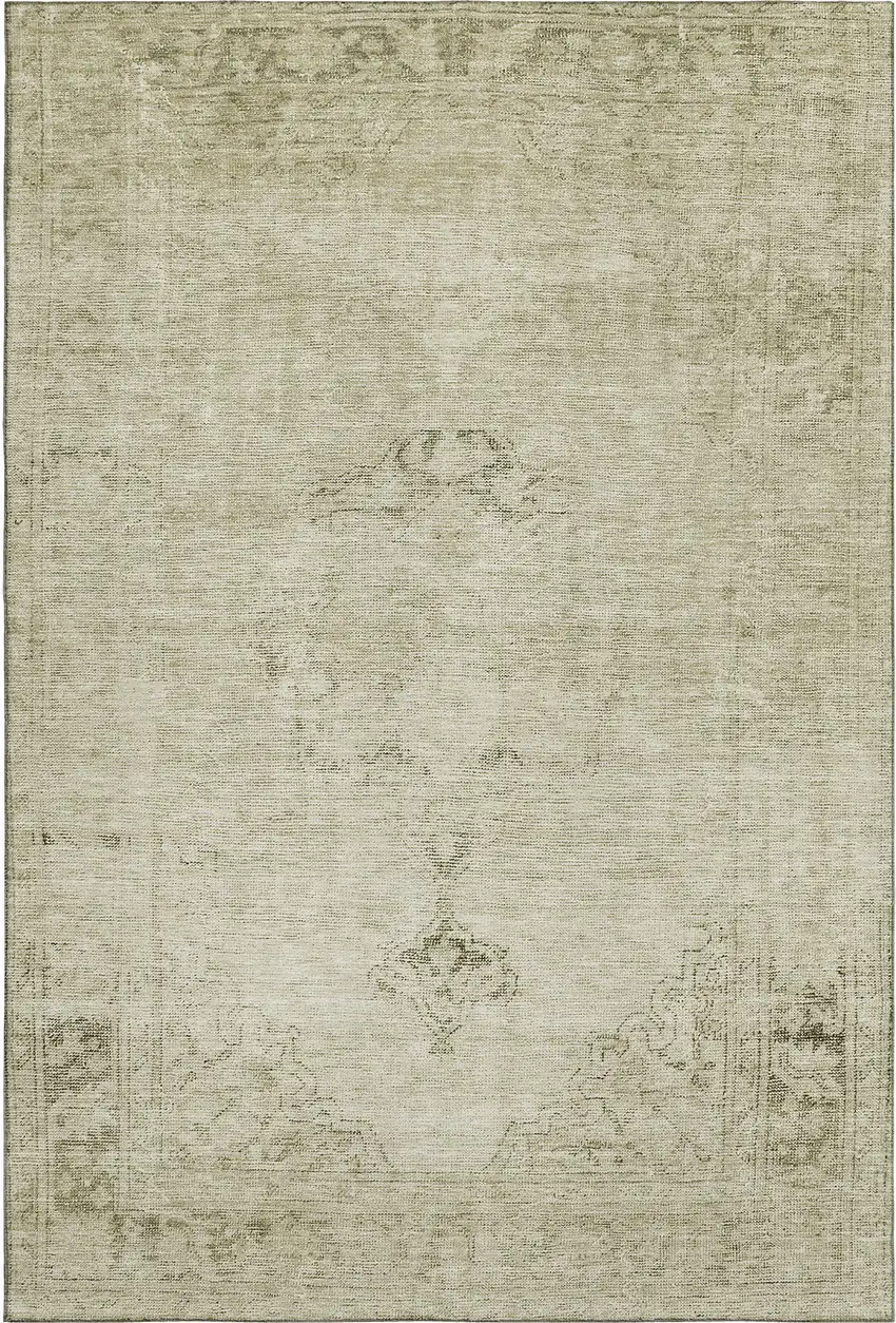 Beige And Brown Oriental Washable Area Rug With UV Protection Photo 2