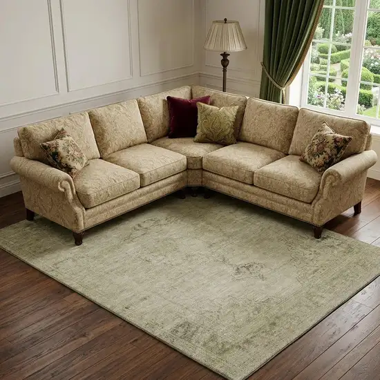 Beige And Brown Oriental Washable Area Rug With UV Protection Photo 1