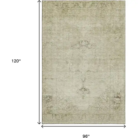 Beige And Brown Oriental Washable Area Rug With UV Protection Photo 3