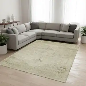Photo of Beige And Brown Oriental Washable Area Rug With UV Protection