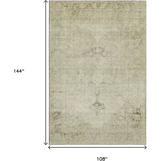 Beige And Brown Oriental Washable Area Rug With UV Protection Photo 3