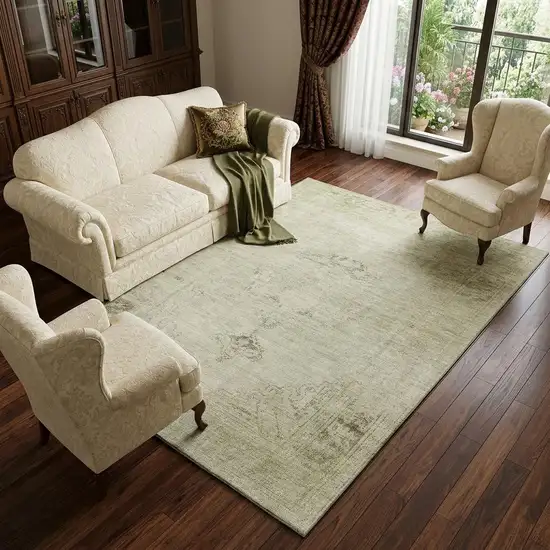 Beige And Brown Oriental Washable Area Rug With UV Protection Photo 1